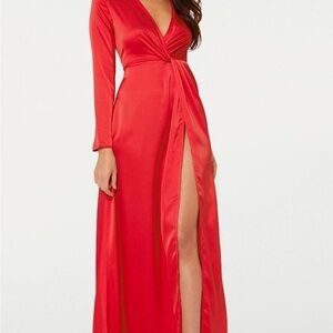 Elegant Red Maxi Dress with Slit